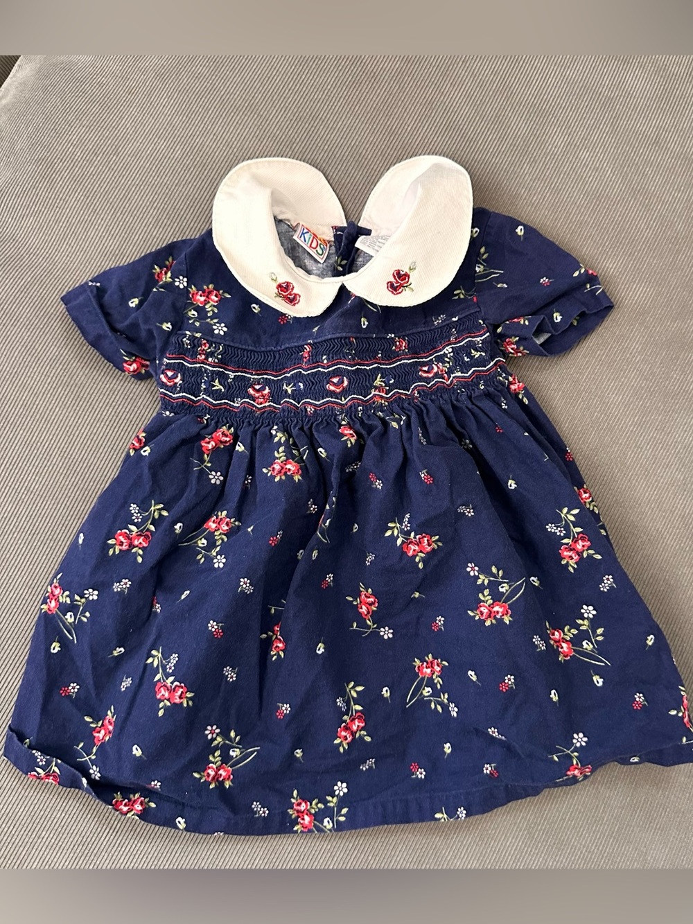 Vintage 90's 100% Cotton Floral McKids Corduroy Infant Dress 18m McDonald's Corp